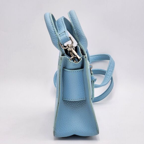 Brandon Blackwood Kuei Mini Zip Leather Tote Crossbody Bag Powder Blue - Picture 4 of 12